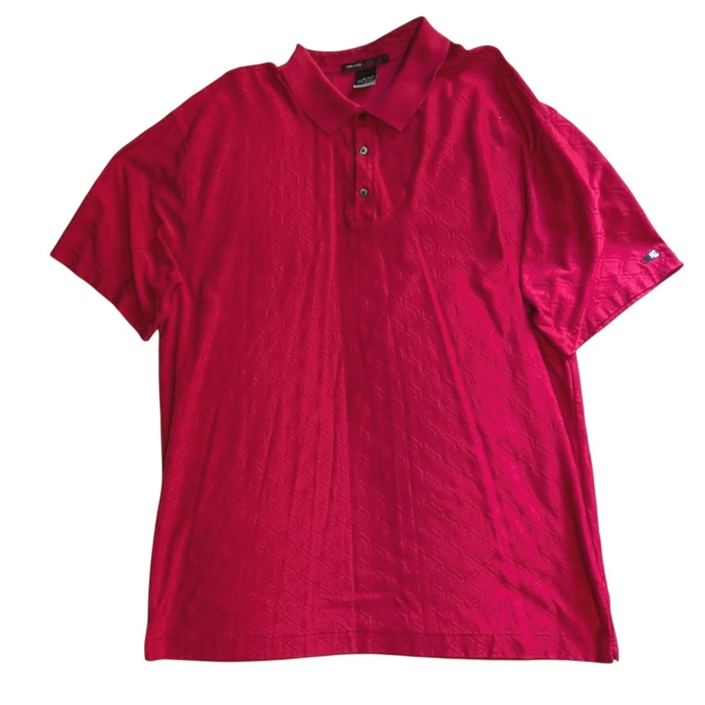 Nike Tiger Woods Collection Red Geometric Jacquard Polo Shirt Mens XXL Nike-Fit